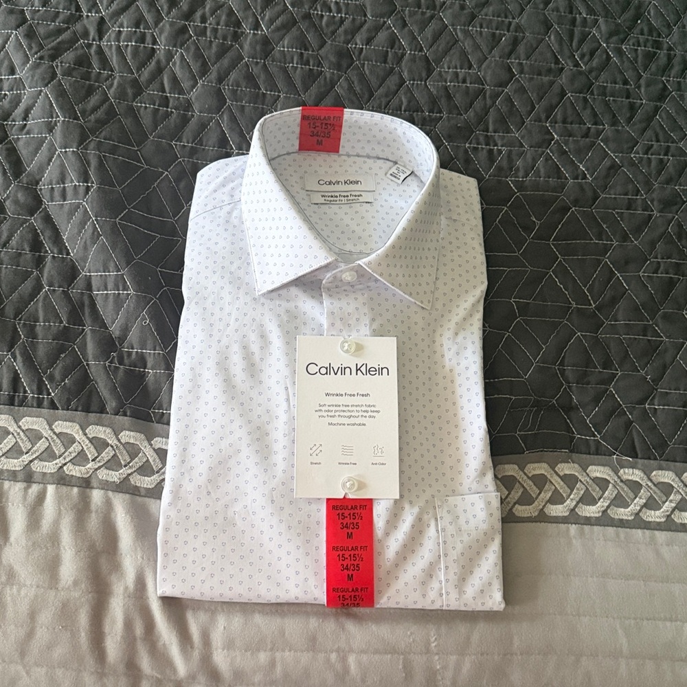 Calvin Klein White Patterned Dress Shirt